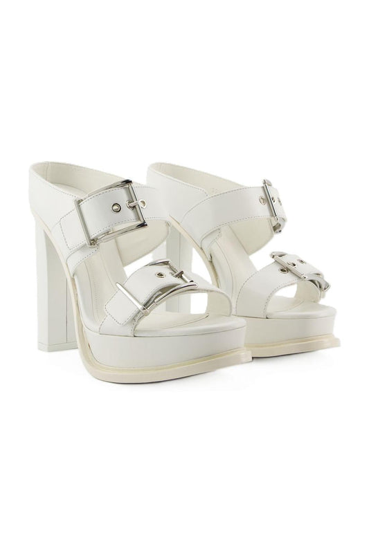 Leath S.Leath Sandalen - Alexander Mcqueen - Leder - Elfenbein/Silber