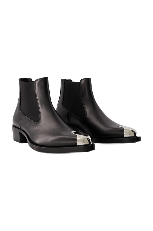 Chelsea-Boots - Alexander Mcqueen - Leder - Schwarz/Silber