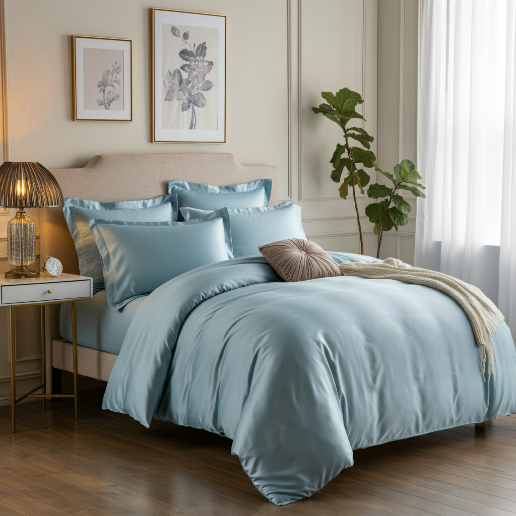 Charm bómullar satín rúmföt