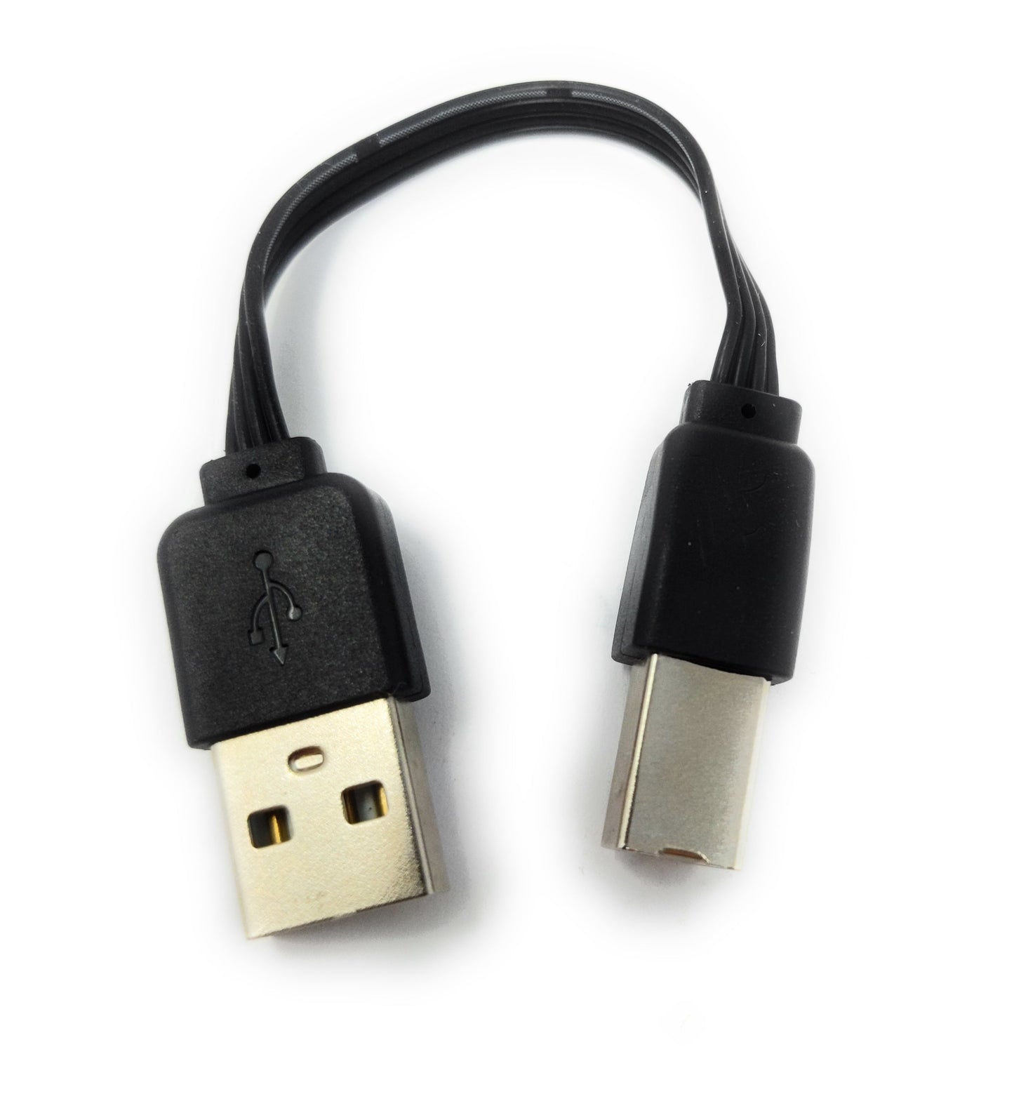 SYSTEM-S USB 2.0 snúra 13 cm karlkyns B í karlkyns A stutt flatt tengi í svörtu