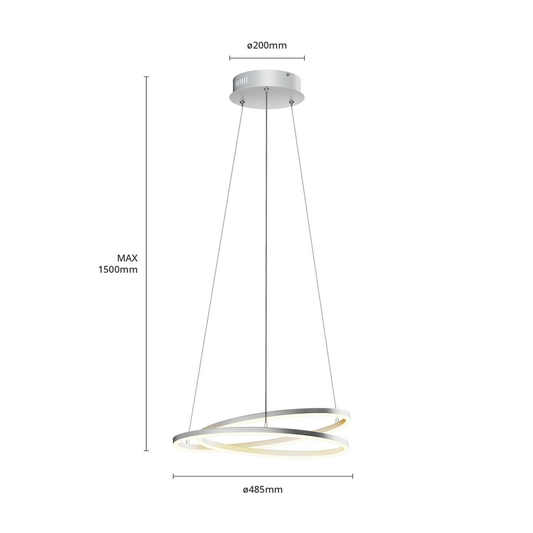 B-grade Lindby Davian LED pendant light, ceiling lamp, 37 W, dimmable, nickel