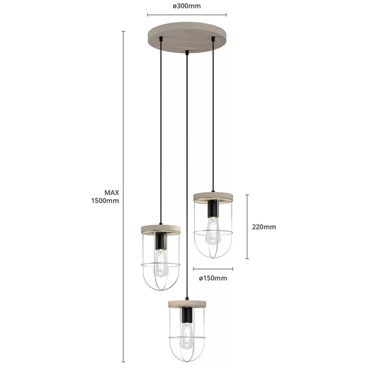 B-lager Envostar Neptuna hengiljós með þremur perum, kringlótt,