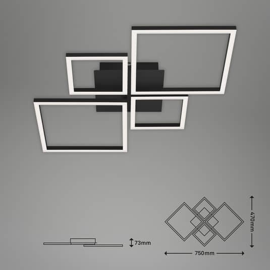 Briloner LED loftlampi í B-flokki, Frame Step dimmanlegur LED, 4 ljós, svartur