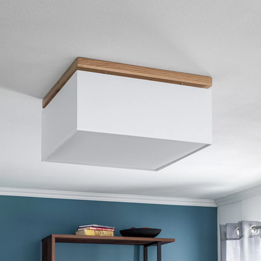 B-grade Euluna ceiling light, canvas ceiling lamp, living room lamp, white, 45x45