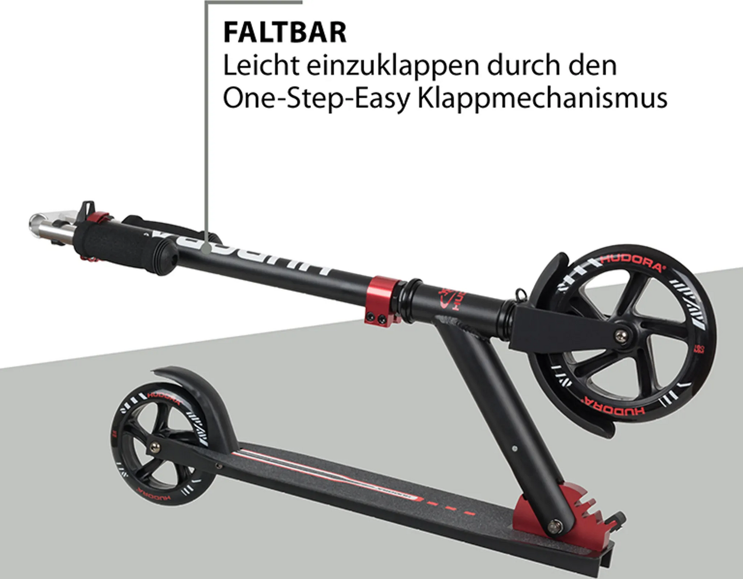 B-lager Hudora Bold Wheel L vespuhjól sparkvepu borgarvespu rauður vespuaukabúnaður