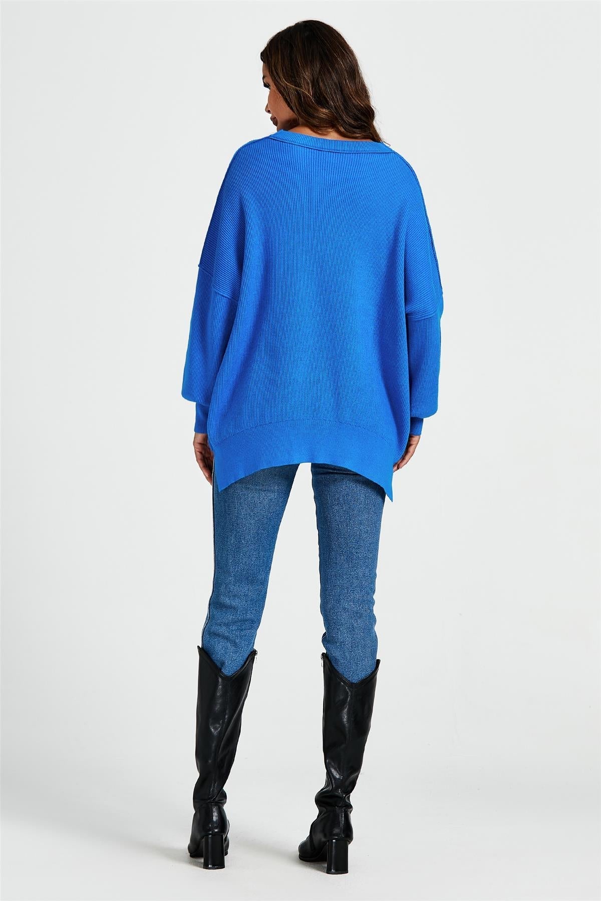Oversized Jumper Top In Blue