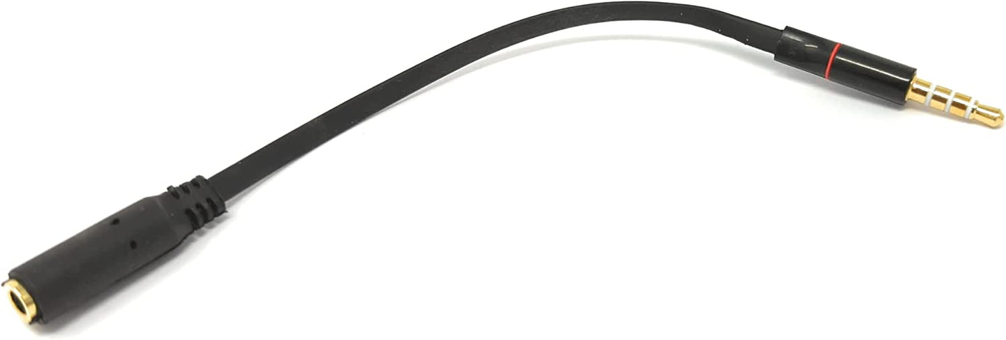 SYSTEM-S Hljóðsnúra 15 cm Stereo AUX Jack 3,5 mm karlkyns í kvenkyns flatur í svörtum
