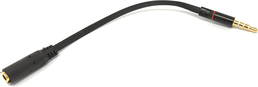 SYSTEM-S Hljóðsnúra 15 cm Stereo AUX Jack 3,5 mm karlkyns í kvenkyns flatur í svörtum