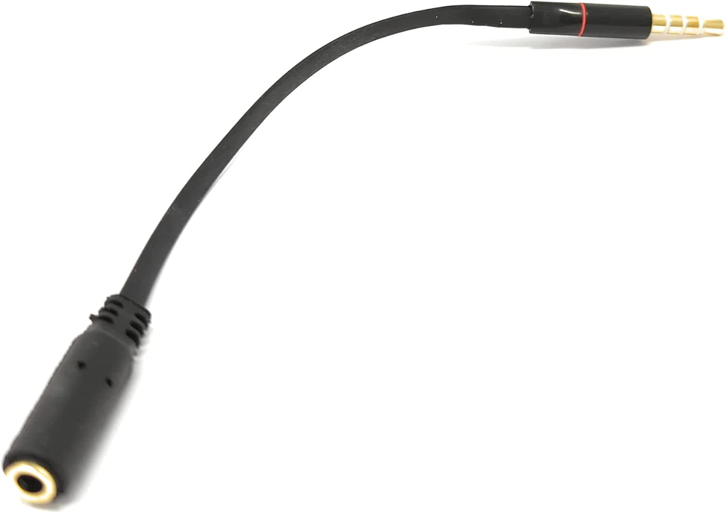 SYSTEM-S Hljóðsnúra 15 cm Stereo AUX Jack 3,5 mm karlkyns í kvenkyns flatur í svörtum