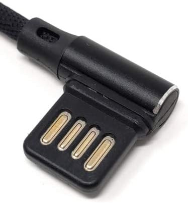 SYSTEM-S Micro USB nylon snúra með vinstri horni í snúningshæft USB tengi af gerð A 2.0 í svörtu, 98 cm