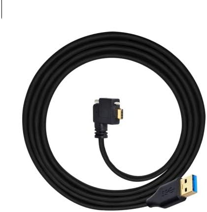 SYSTEM-S USB 3.1 Kabel 3 m Typ C Stecker zu 3.0 Typ A Stecker Winkel Schraube in Schwarz