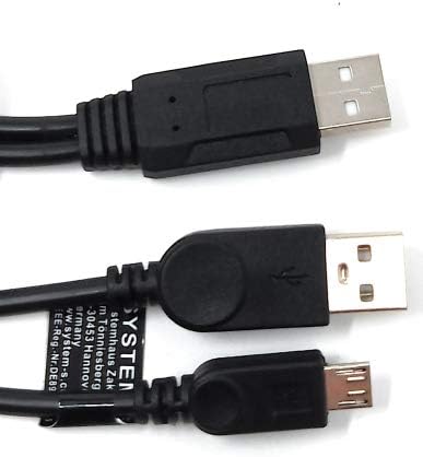 SYSTEM-S USB 2.0 Y Cable 25cm Type A Male to Type A and Micro B Male Adapter Black
