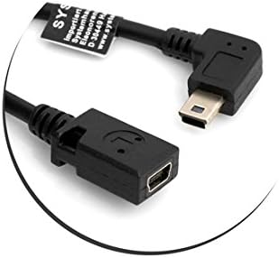 SYSTEM-S Mini USB 90° vinstri horn karlkyns í mini USB kvenkyns snúra gagna- og hleðslusnúra 27 cm