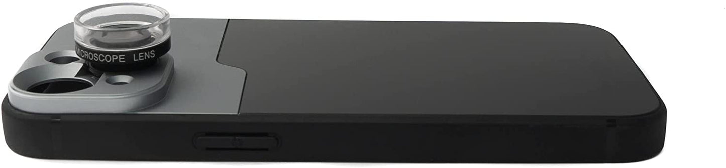 SYSTEM-S Makro Linse 30x Mikroskop Filter mit Hülle in Schwarz für iPhone 14