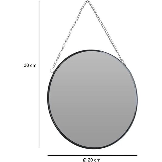 Kleiner Spiegel rund Wandspiegel Deko Metall Glas Dekospiegel schwarz Ø 20 cm