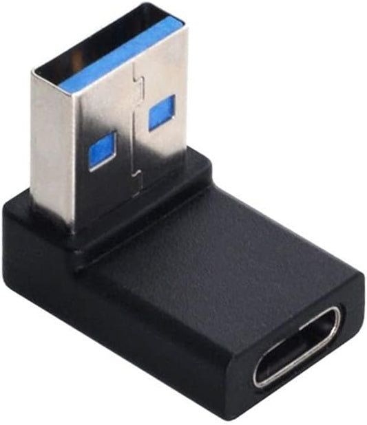 SYSTEM-S USB 3.1 millistykki af gerð C kvenkyns í 3.0 af gerð A karlkyns vinklaðan snúru í svörtu