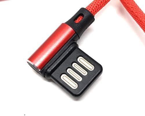 SYSTEM-S Micro USB snúra vinstri halla á snúningshæfan USB tengi Type A 2.0 í rauðum lit, 98 cm