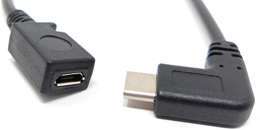 SYSTEM-S USB 3.1 cable 20 cm Type C male to 2.0 Micro B female in black