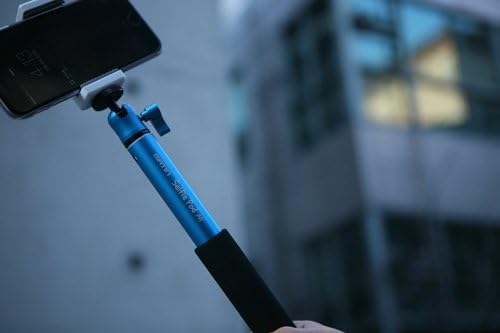 SYSTEM-S Matin Selfie Stick Einfótastöng, sjónauki, u.þ.b. 25cm - 100cm. Selfiestick-haldari fyrir myndavélar, snjallsíma og farsíma frá 5,5cm - 9cm.
