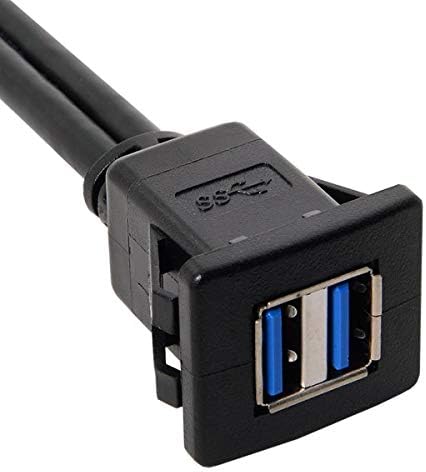 SYSTEM-S Dual USB A 3.0 Buchse auf 2x USB A 3.0 Stecker Verlängerungskabel Einbaubuchse 100cm