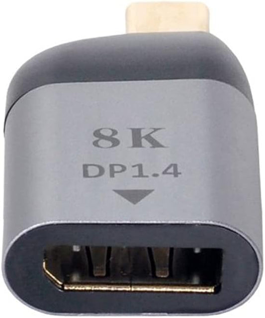 SYSTEM-S DisplayPort 1.4 millistykki kvenkyns í USB 3.1 Type C karlkyns snúra í gráu
