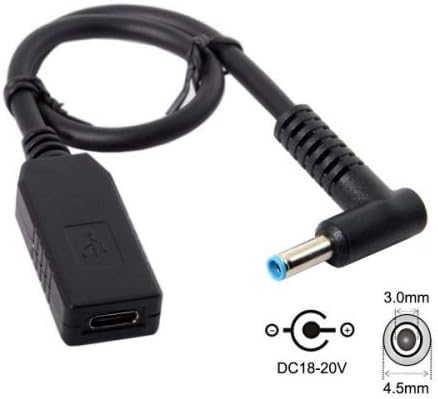 SYSTEM-S USB 3.1 cable 23cm Type C female to DC 20V 4.5 x 3.0 mm male charging cable