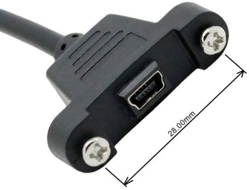 SYSTEM-S Mini USB Panel Mount Mini USB Stecker zu Mini USB Buchse mit Screw Nuts 50cm