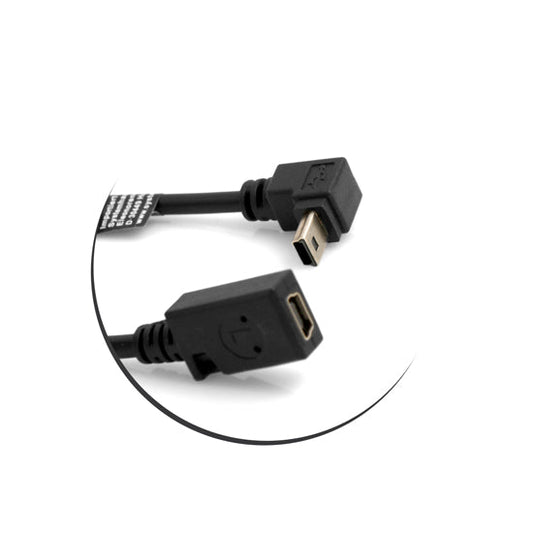 SYSTEM-S Mini USB (male) 90° downward angle cable to Mini USB (female) adapter cable 27 cm