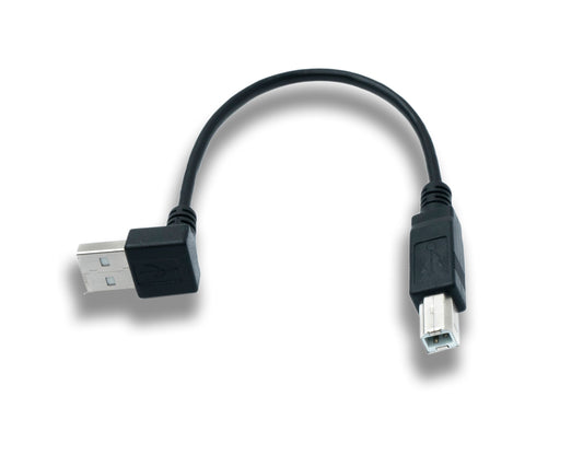 SYSTEM-S USB 2.0 snúra 20 cm Tegund B karlkyns í Tegund A karlkyns vinklaður (uppvinklaður)