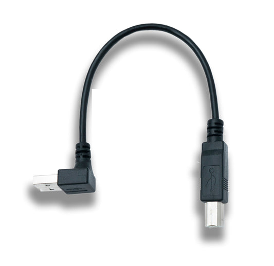 SYSTEM-S USB 2.0 snúra 20 cm Tegund B karlkyns í Tegund A karlkyns vinklaður (uppvinklaður)
