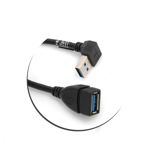 SYSTEM-S USB 3.0 Typ A Kabel (male) 90° gewinkelt Abwärts Winkel auf USB 3.0 Typ A (female) Ladekabel Datenkabel Verlängerungskabel 23 cm