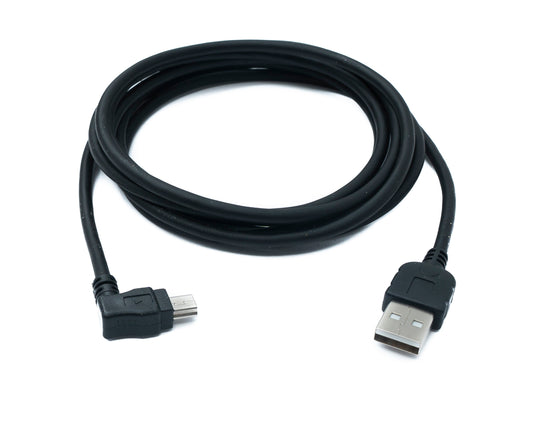 SYSTEM-S USB 2.0 snúra 200 cm Mini B tengi í A tengi, hornrétt, svart