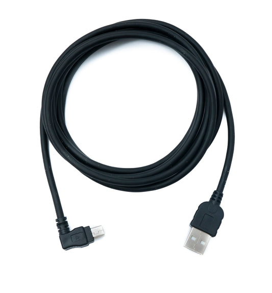 SYSTEM-S USB 2.0 snúra 200 cm Mini B tengi í A tengi, hornrétt, svart