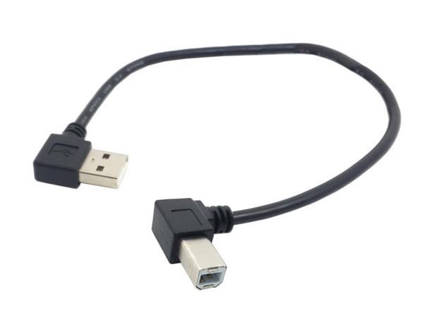 SYSTEM-S USB A (male) to USB Type B (male) cable 90° angled 22 cm