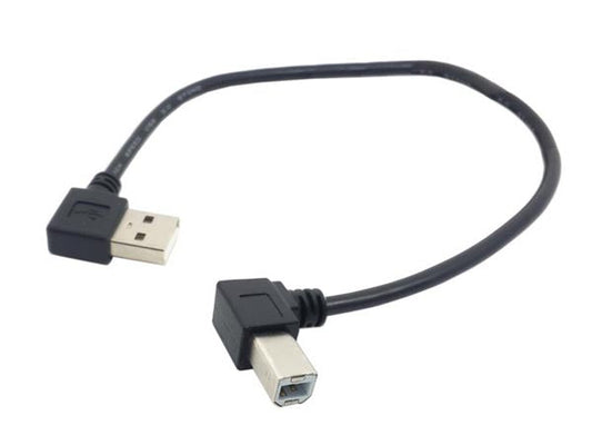 SYSTEM-S USB A (karlkyns) í USB Tegund B (karlkyns) Kapall 90° hallaður 22 cm
