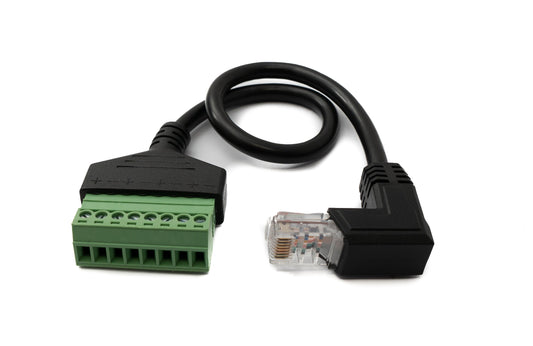 SYSTEM-S LAN cable 30 cm RJ45 plug to 8 pin terminal block angle in black