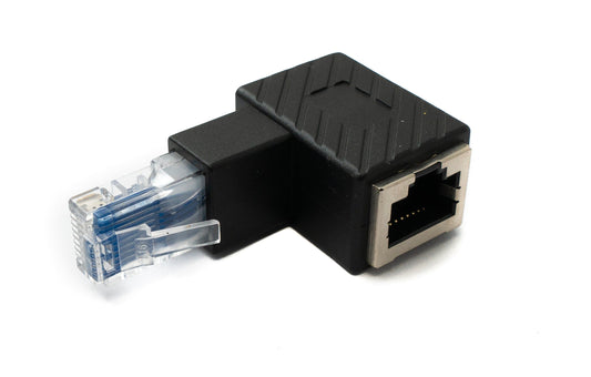 SYSTEM-S LAN adapter RJ45 plug to socket angled Ethernet adapter cable in black