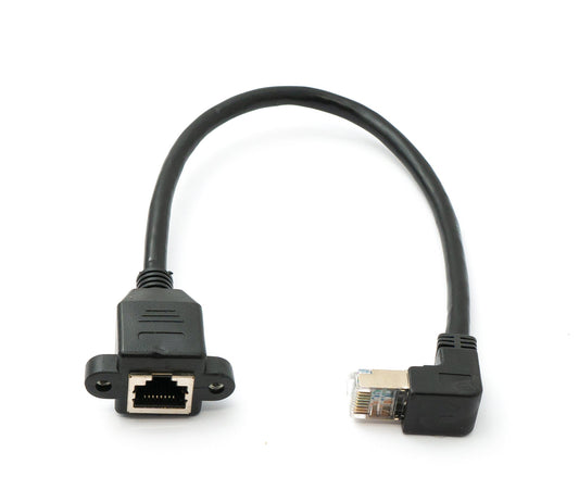 SYSTEM-S LAN snúra 30 cm 8P8C tengi í innstungu með skrúfu, svört