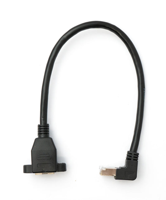 SYSTEM-S LAN snúra 30 cm 8P8C tengi í innstungu með skrúfu, svört