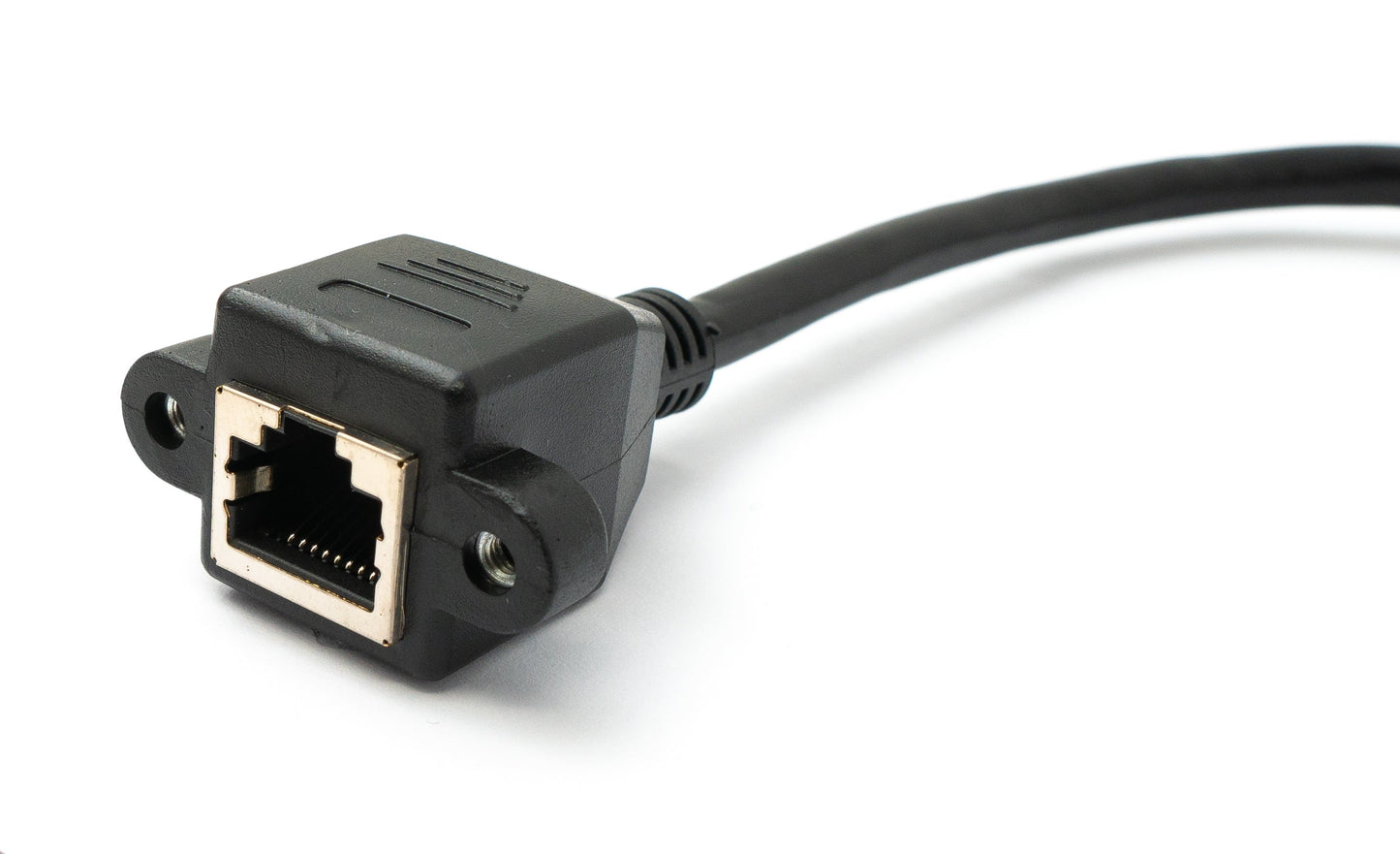 SYSTEM-S LAN snúra 30 cm 8P8C tengi í innstungu með skrúfu, svört