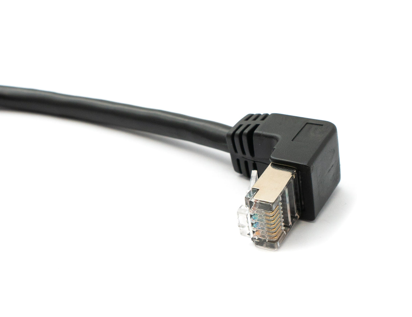 SYSTEM-S LAN snúra 30 cm 8P8C tengi í innstungu með skrúfu, svört