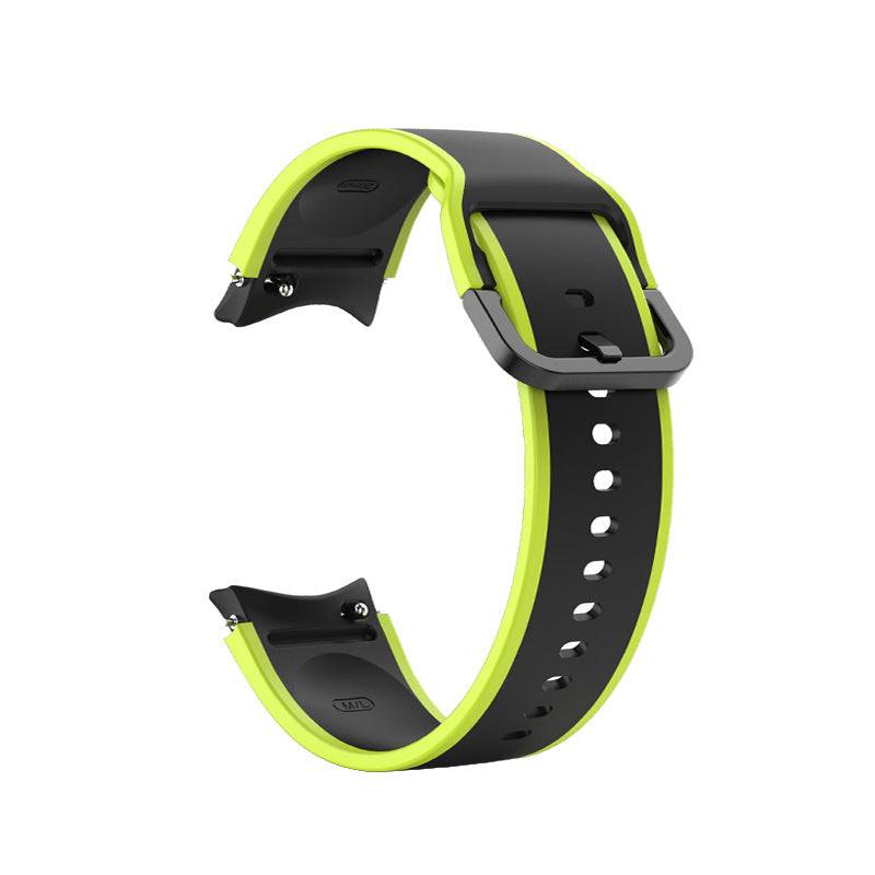 SYSTEM-S Armband 20 mm aus Silikon für Samsung Galaxy Watch 5 4 Smartwatch Neon Schwarz