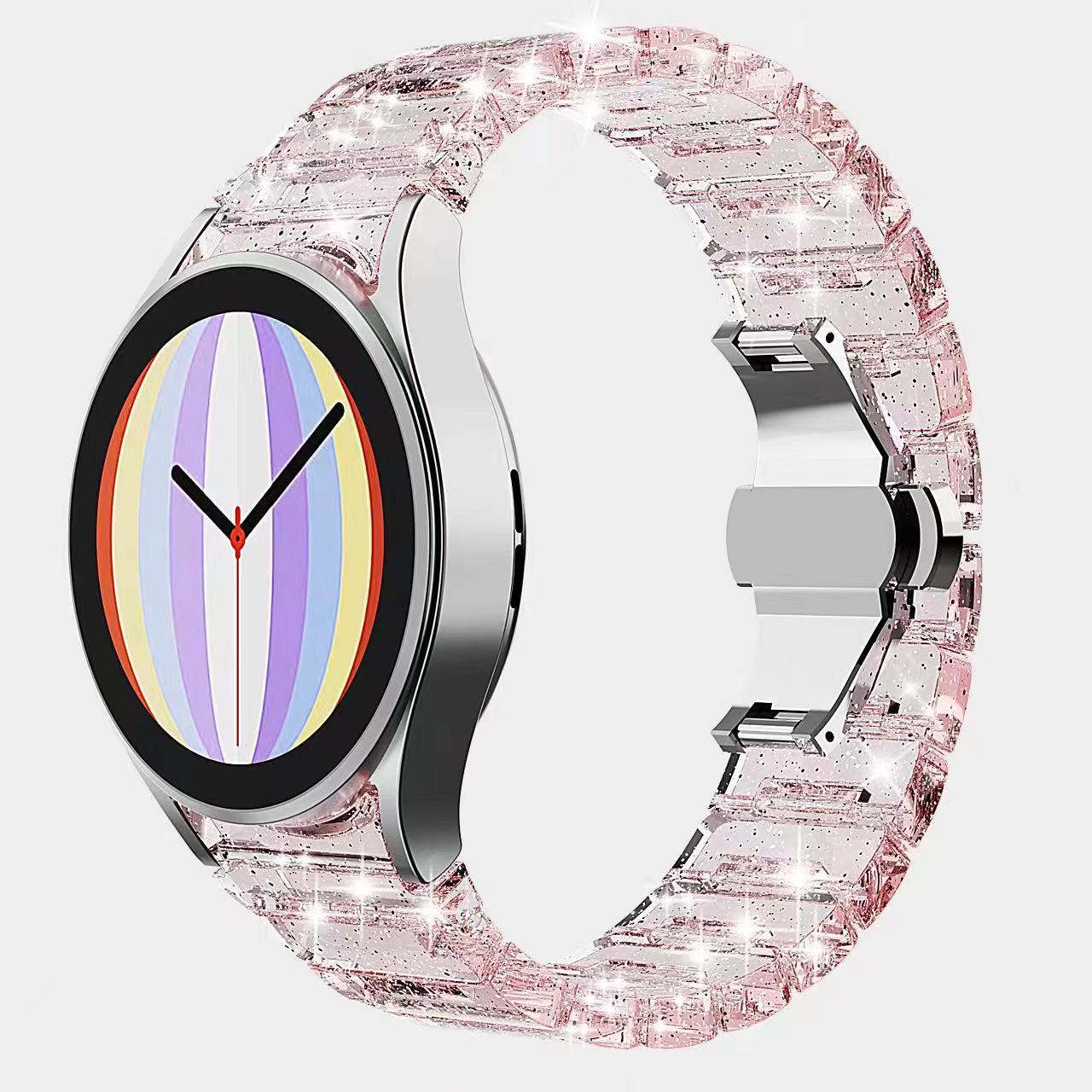 SYSTEM-S 20 mm PC-ól fyrir Samsung Galaxy Watch 5 4 snjallúr í glitrandi bleiku