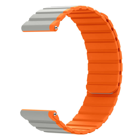 SYSTEM-S 22 mm segulband úr sílikoni fyrir Samsung Galaxy Watch 5 4 í appelsínugulum lit.