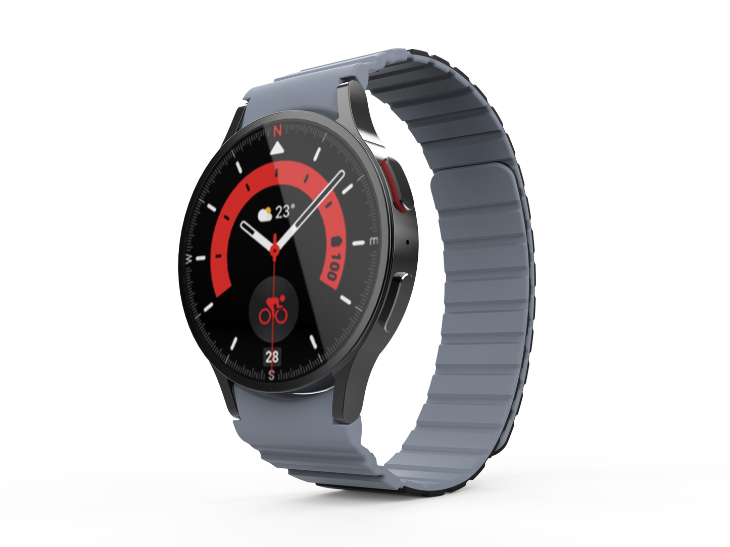SYSTEM-S 20 mm segulband úr sílikoni fyrir Samsung Galaxy Watch 5 4 í svörtu