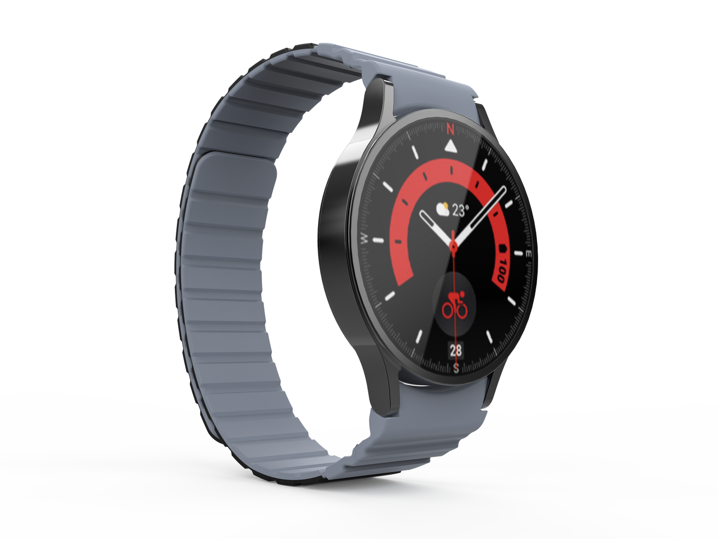 SYSTEM-S 20 mm segulband úr sílikoni fyrir Samsung Galaxy Watch 5 4 í svörtu