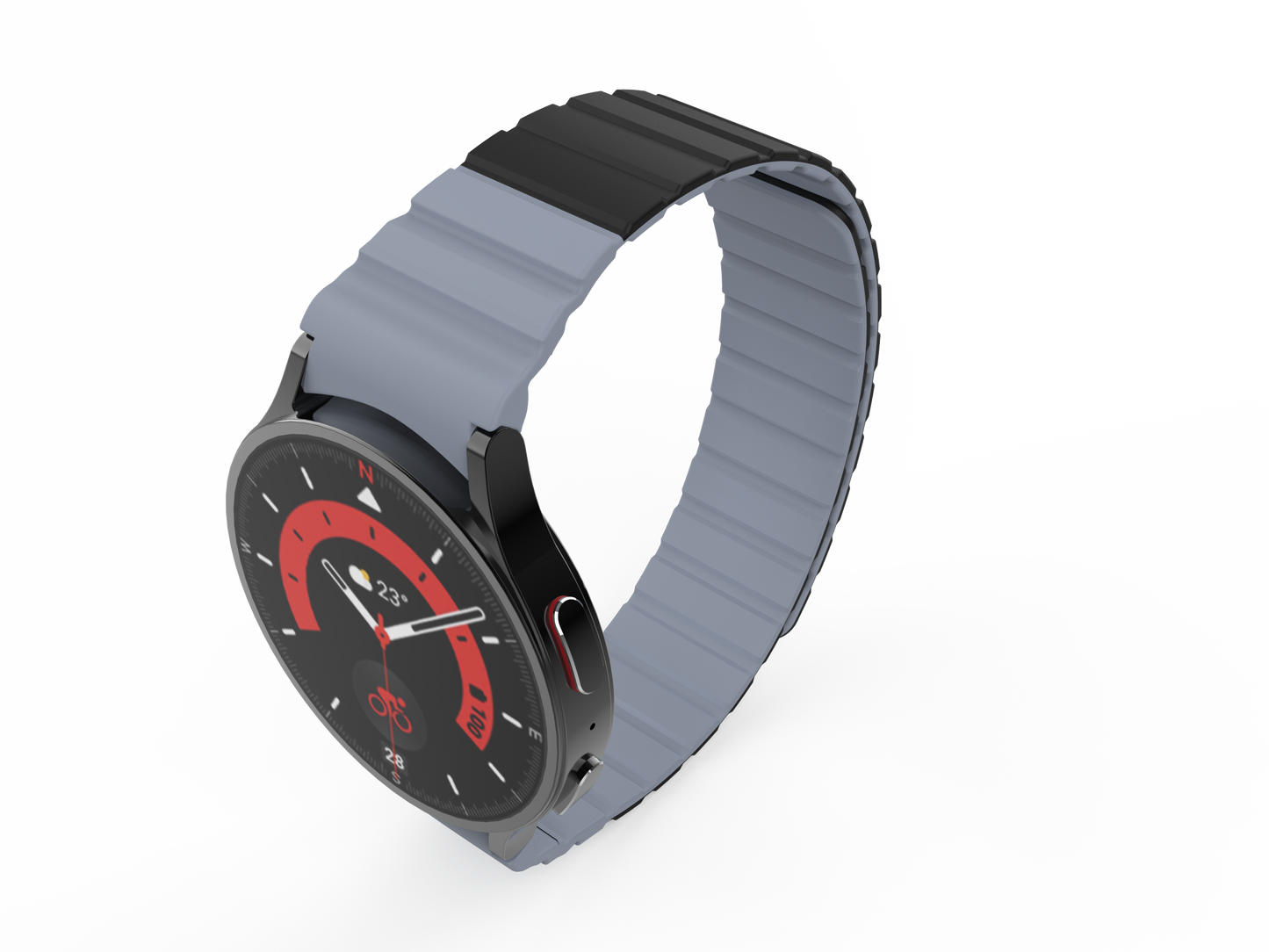 SYSTEM-S 20 mm segulband úr sílikoni fyrir Samsung Galaxy Watch 5 4 í svörtu