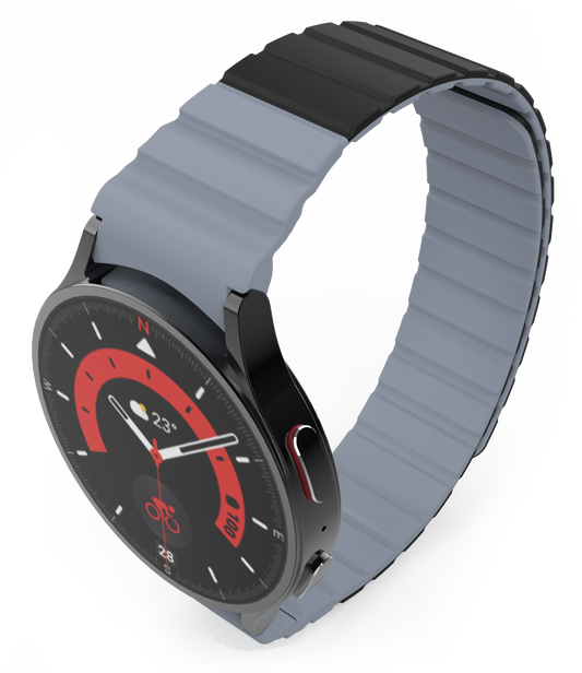 SYSTEM-S 20 mm segulband úr sílikoni fyrir Samsung Galaxy Watch 5 4 í svörtu