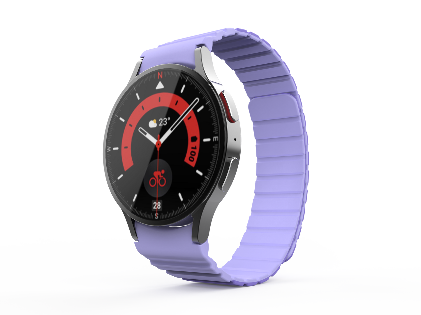 SYSTEM-S 20 mm segulmagnað sílikonól fyrir Samsung Galaxy Watch 5 4 í fjólubláu