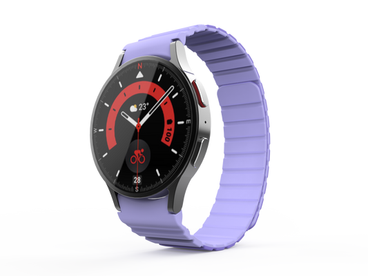 SYSTEM-S 20 mm segulmagnað sílikonól fyrir Samsung Galaxy Watch 5 4 í fjólubláu
